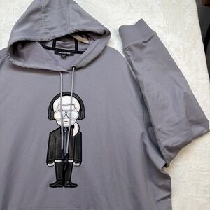 Karl Lagerfeld Paris Graphic Hoodie Mens XXL Gray Designer Streetwear Sweatshirt